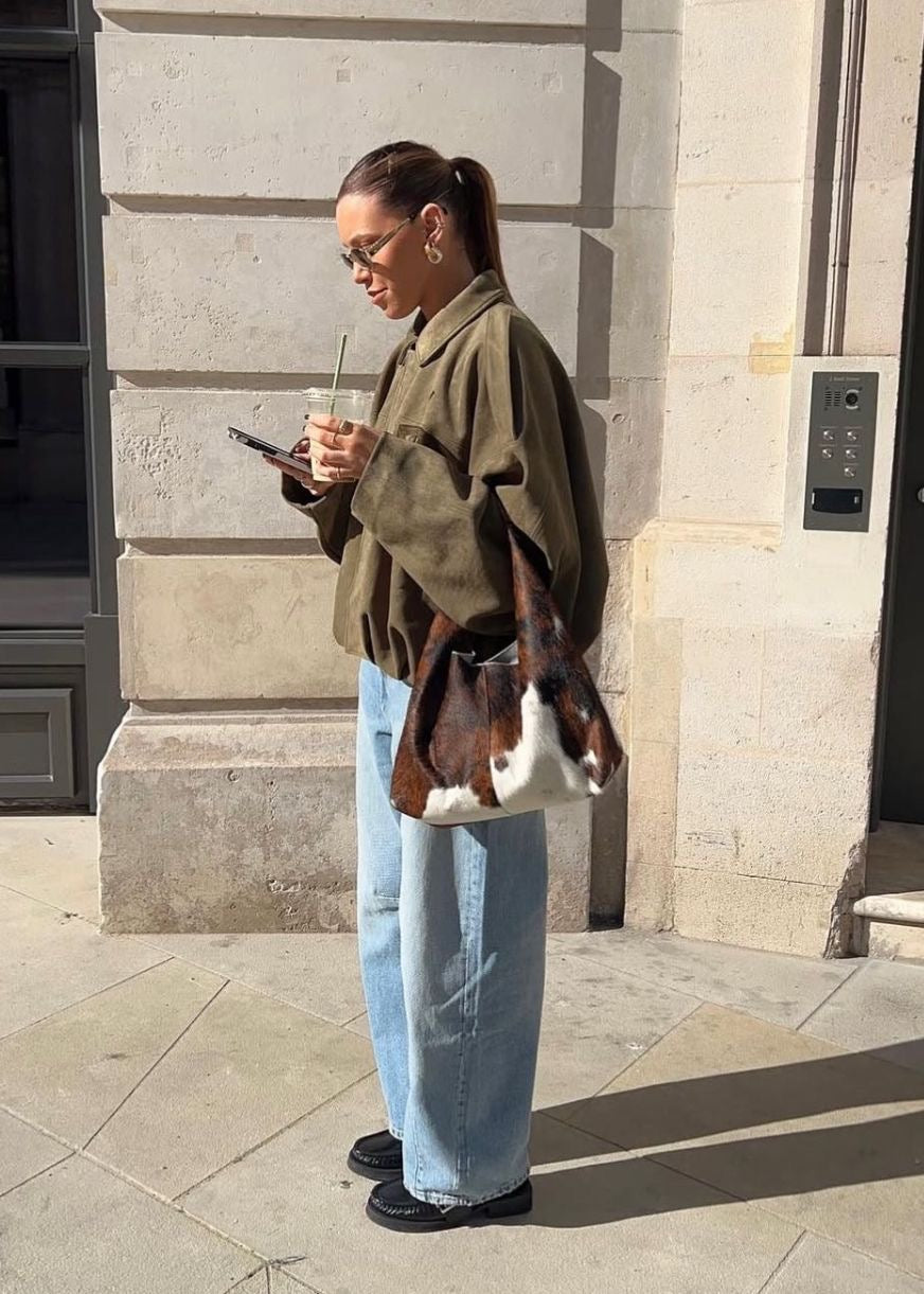 Olive Suede Bomber Jacket