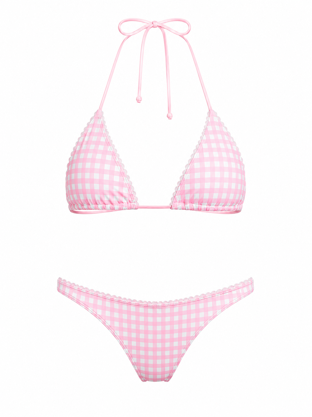 Rosé Plaid Bikini Set