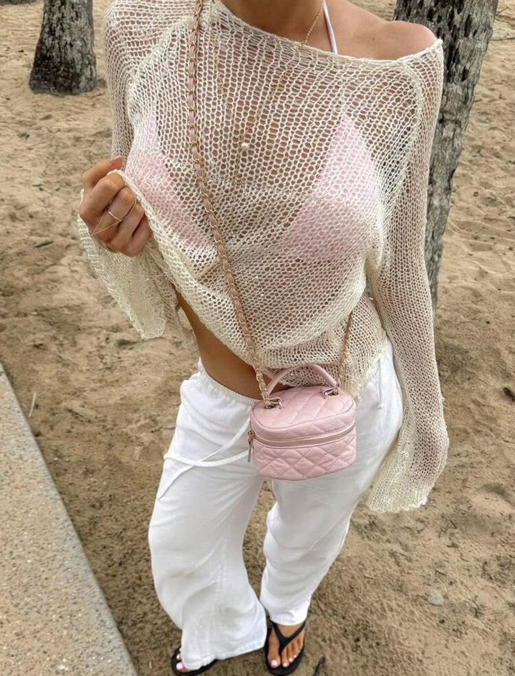 Sequin Open-Knit Top