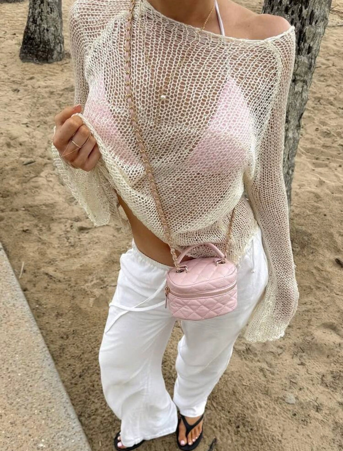 Sequin Open-Knit Top