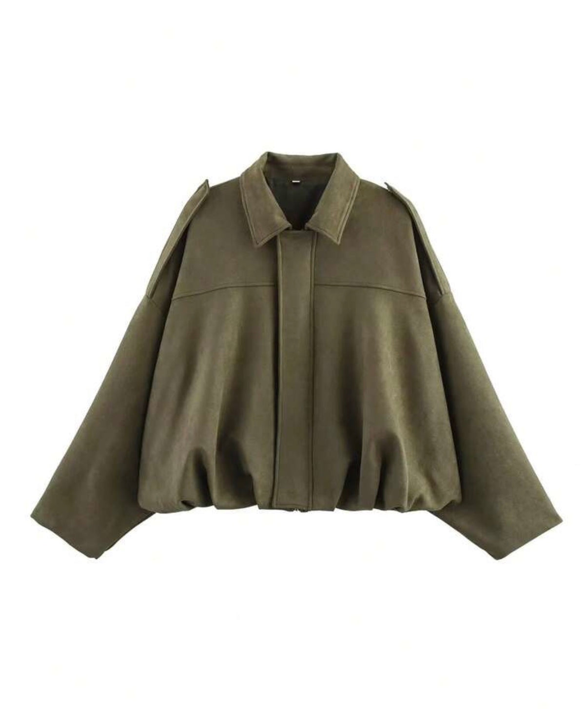 Olive Suede Bomber Jacket