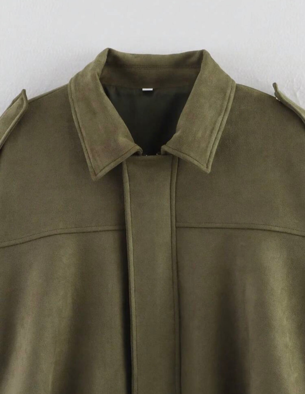 Olive Suede Bomber Jacket