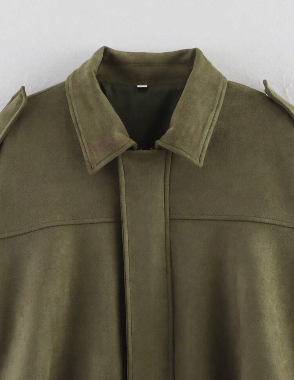 Olive Suede Bomber Jacket