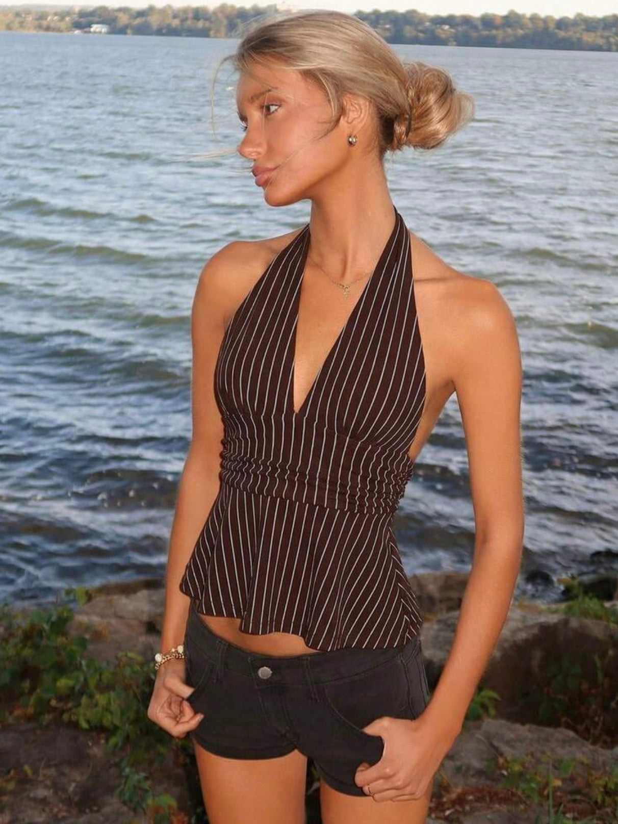 Mocha Striped Top